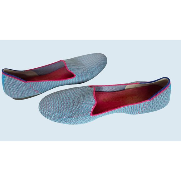 ROTHY'S Bluebell Triple Stitch Loafer Baby Blue Pink Slip On Size 10 - Picture 6 of 8